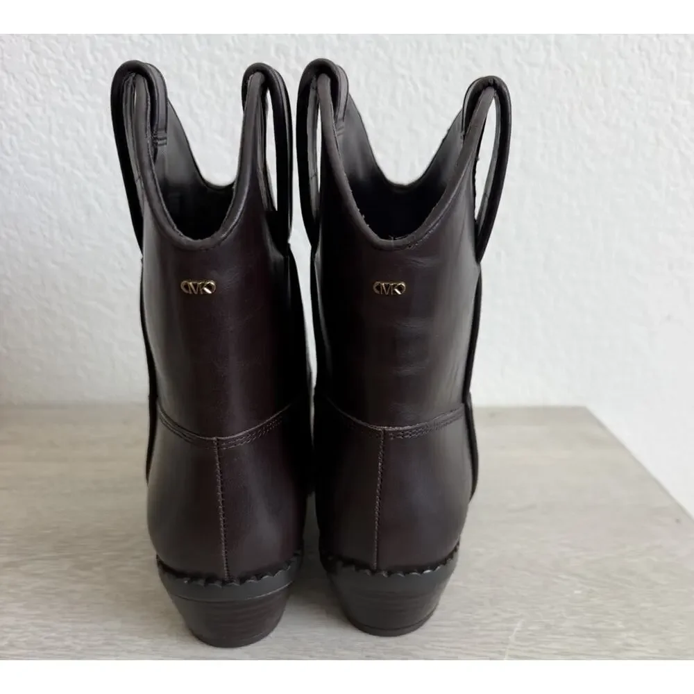 Michael Kors Noemie Women's Brown Leather Pull-On Ankle Bootie Pointed W 5.5